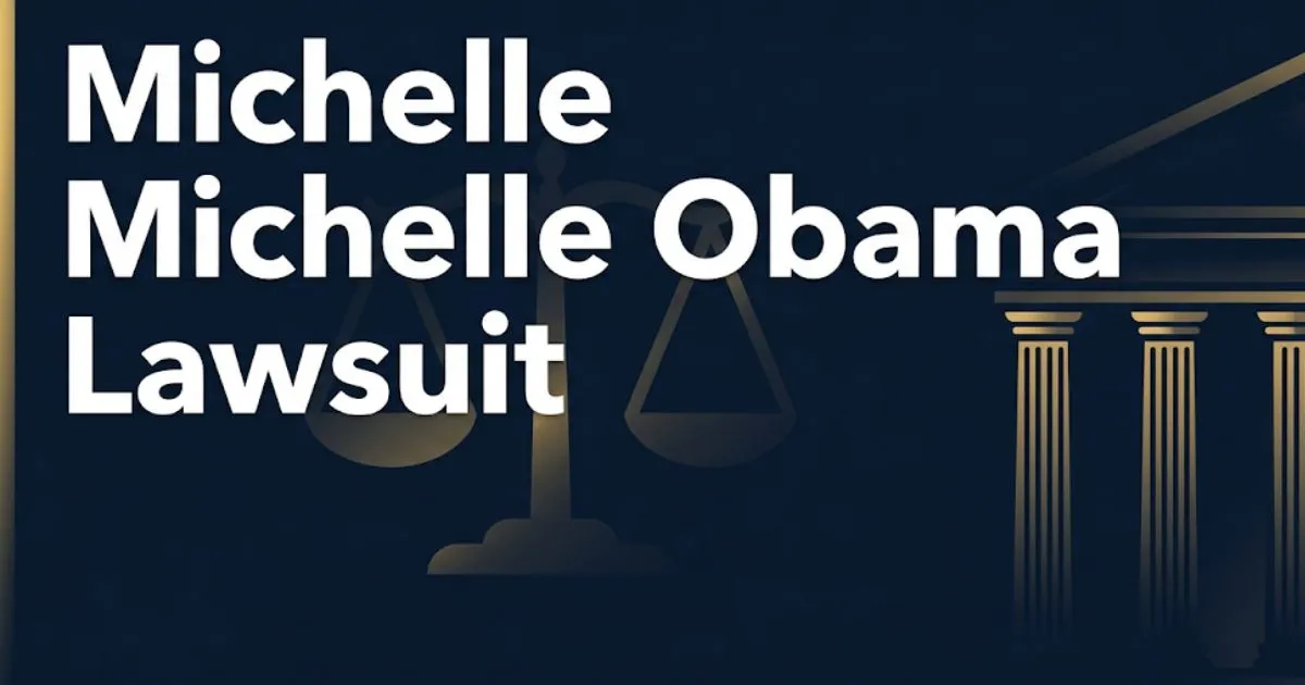 Michelle Obama lawsuit 2026 legal overview editorial banner with courthouse silhouette and scales of justice