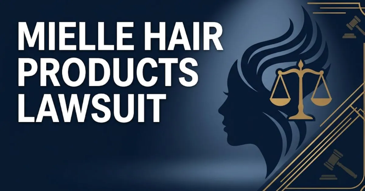 Mielle hair products lawsuit 2026 guide banner showing legal scales and silhouette on navy background