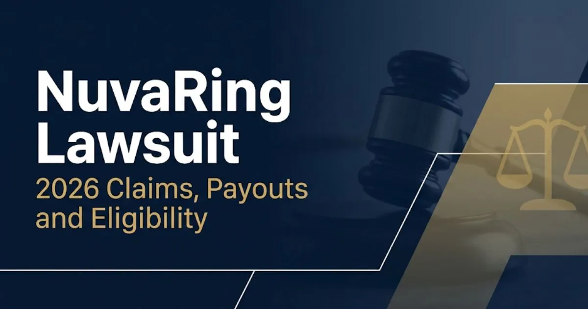 NuvaRing lawsuit 2026 legal banner showing blood clot claim eligibility and settlement payout information