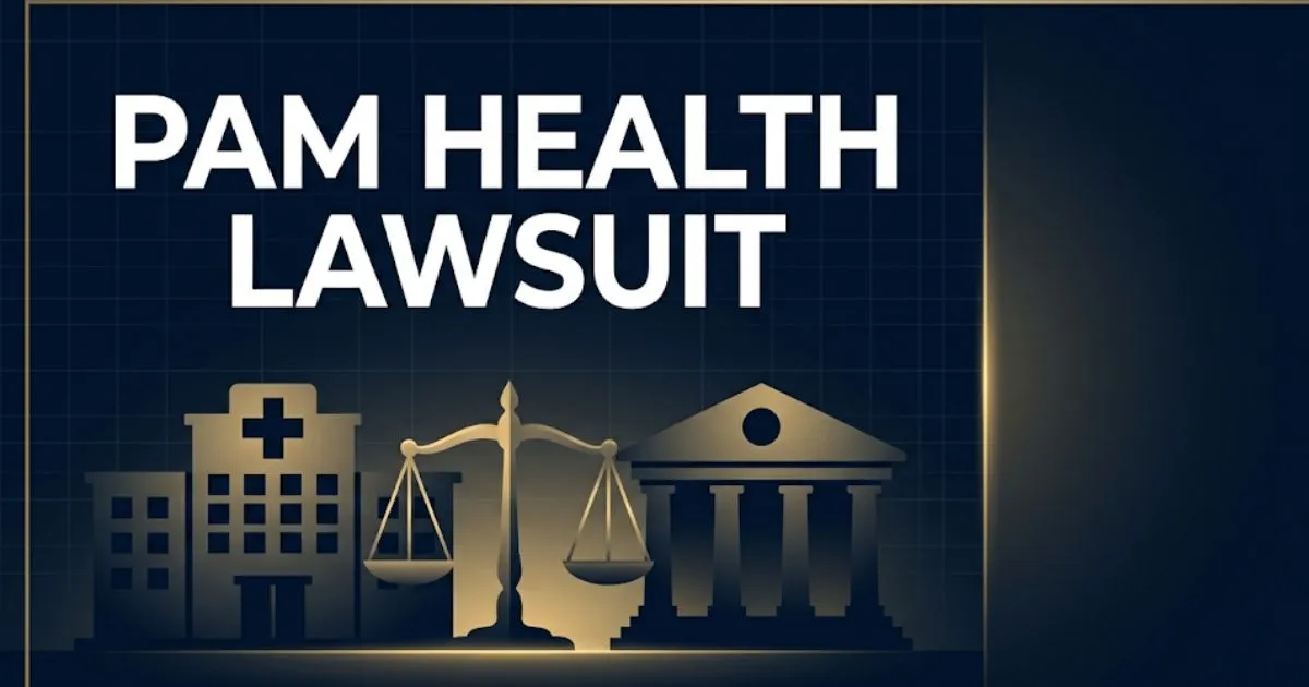 PAM Health Lawsuit 2026 legal blog banner with courthouse and hospital silhouettes