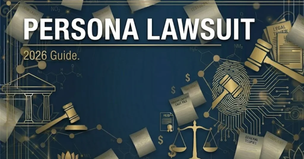 Persona lawsuit 2026 guide banner with legal symbols and digital privacy theme