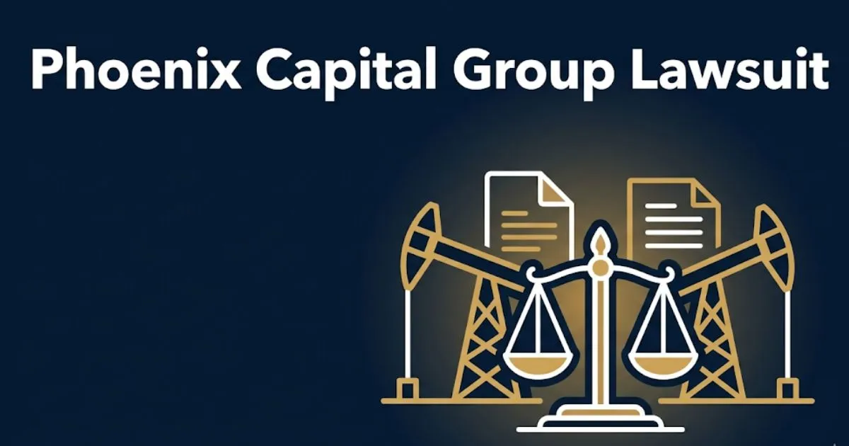 Phoenix Capital Group Lawsuit investor guide 2026, oil and gas fraud legal scales banner image