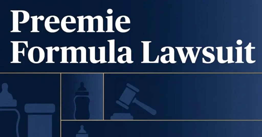 Preemie formula lawsuit 2026 legal banner with gavel and formula bottle icons