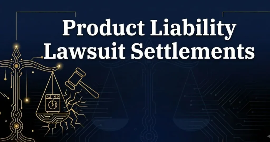 Product liability lawsuit settlements 2026 guide with legal symbols and gavel