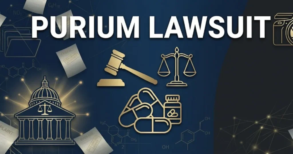 Purium lawsuit 2026 legal guide banner with gavel and supplement imagery