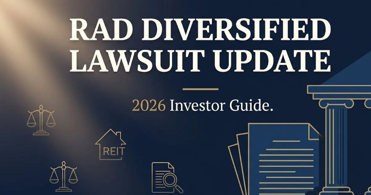 RAD Diversified Lawsuit Update 2026 hero banner with legal icons and courthouse silhouette on navy background