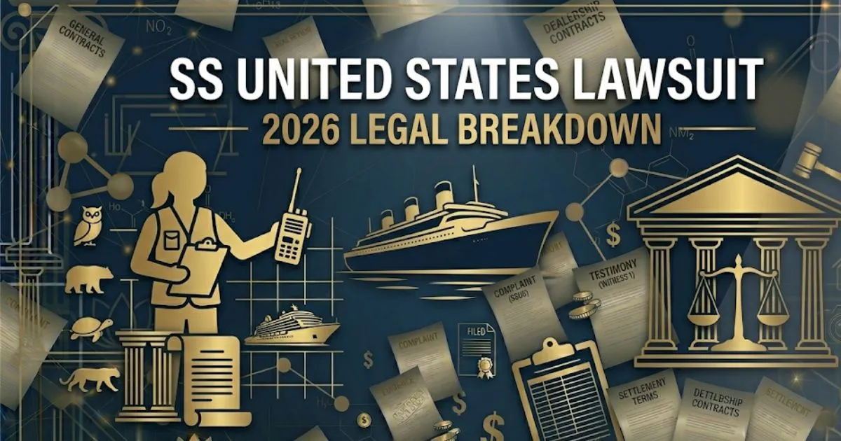 SS United States lawsuit 2026 legal breakdown hero banner with ship silhouette and courthouse icons on navy background