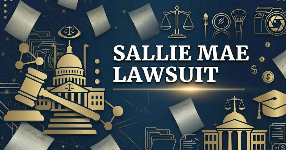 Sallie Mae lawsuit 2026 guide banner with legal symbols and courthouse silhouette