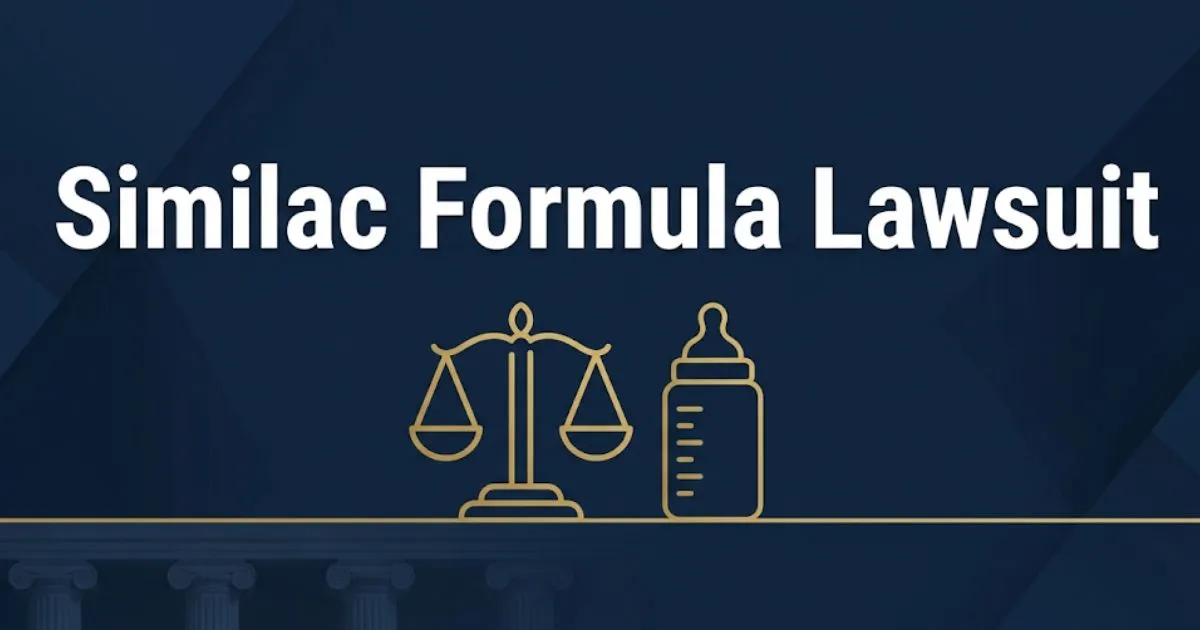 Similac formula lawsuit 2026 legal banner with scales of justice and baby bottle icon