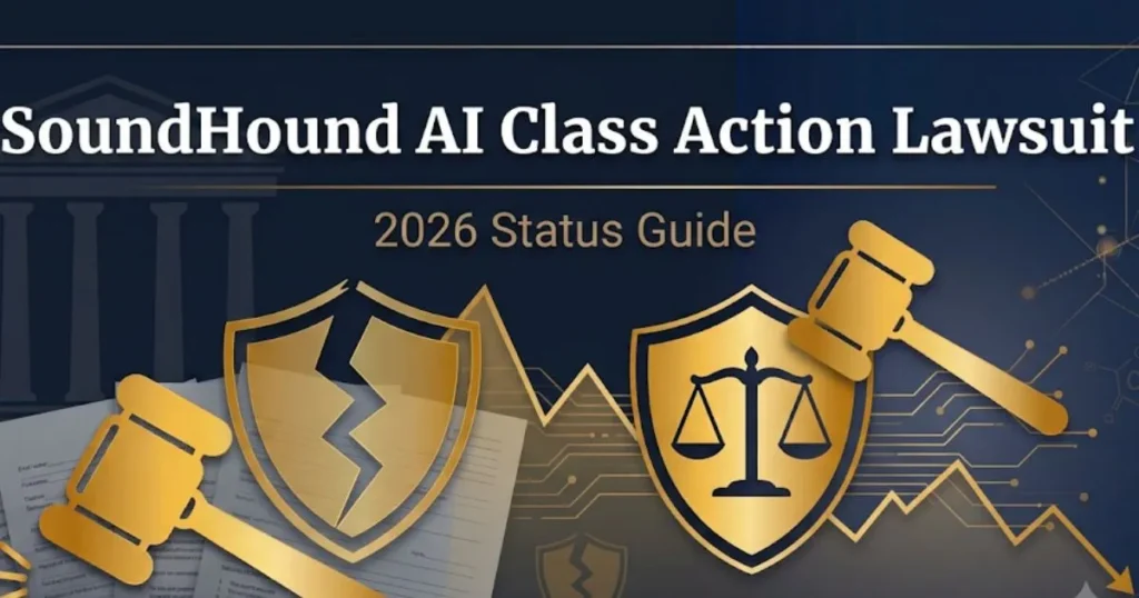 SoundHound AI class action lawsuit 2026 guide with legal symbols and stock chart graphic