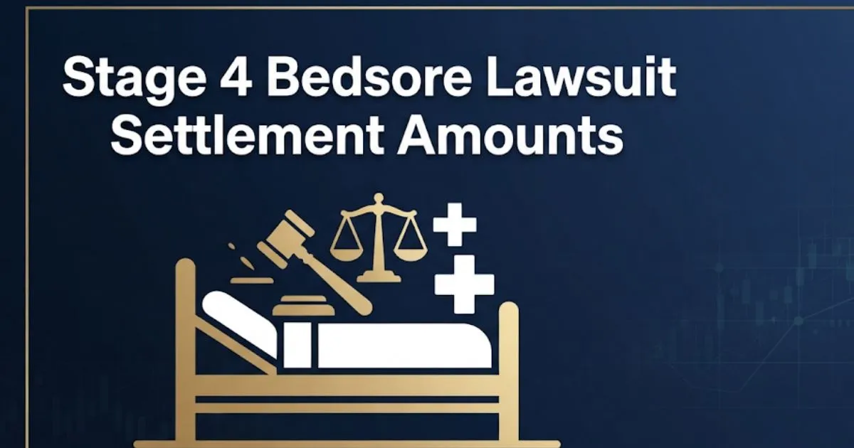 Stage 4 bedsore lawsuit settlement amounts 2026 legal guide banner with gavel and scales