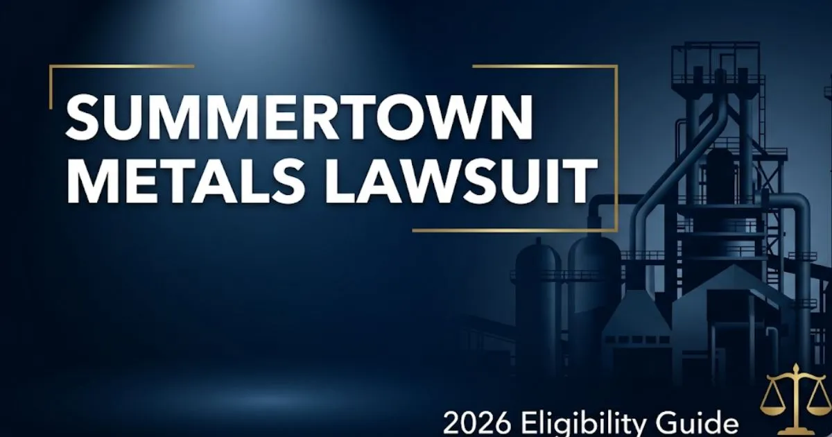 Summertown Metals Lawsuit 2026 eligibility guide banner with legal themed industrial background