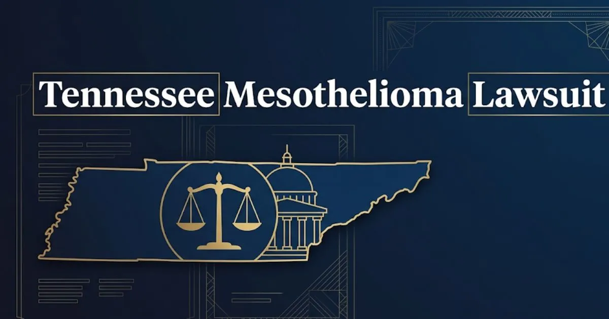 Tennessee mesothelioma lawsuit 2026 guide with legal symbols and state outline banner