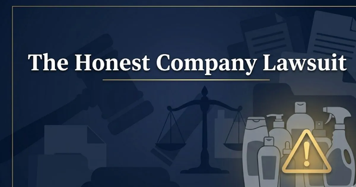 The Honest Company lawsuit 2026 legal updates banner with scales of justice imagery MAIN KEYWORD {{the honest company lawsuit}} CLUSTER KEYWORDS {{paste cluster keywords, separated by or on