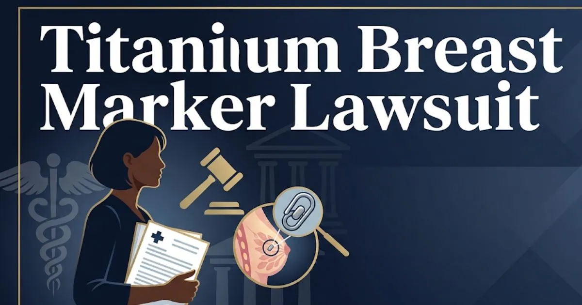 Titanium breast marker lawsuit 2026 guide banner with legal and medical icons