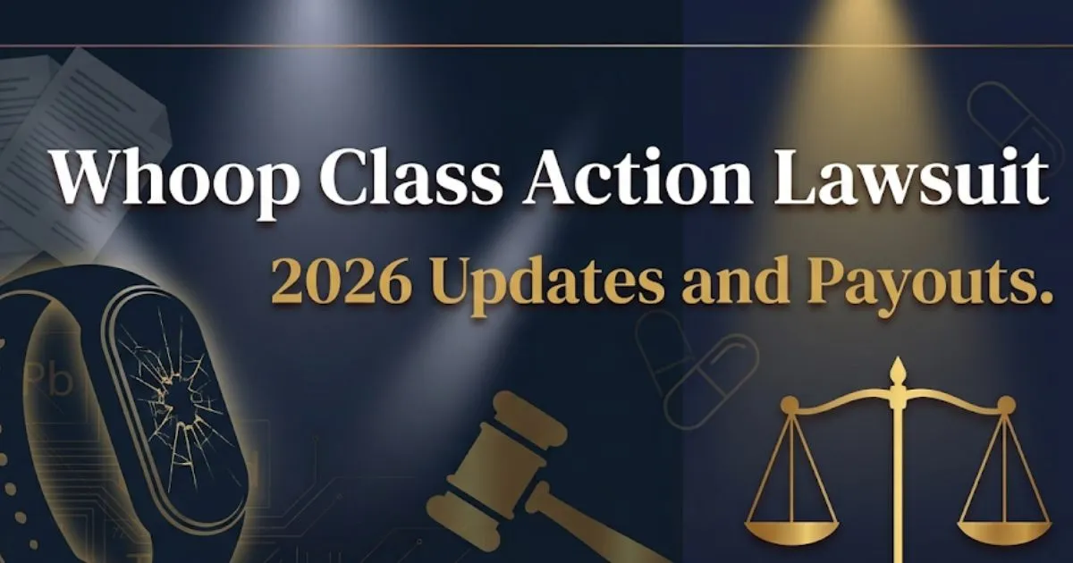 Whoop class action lawsuit 2026 updates banner with fitness band and legal icons MAIN KEYWORD {{whoop class action lawsuit}} CLUSTER KEYWORDS {{paste cluster keywords, separated by or one pe