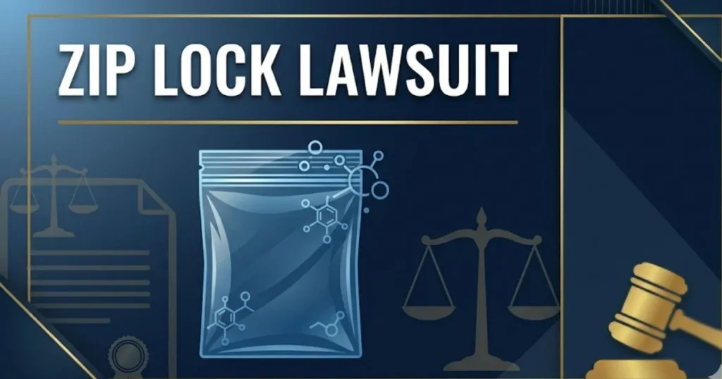 Zip lock lawsuit 2026 legal guide banner with chemical and gavel icons