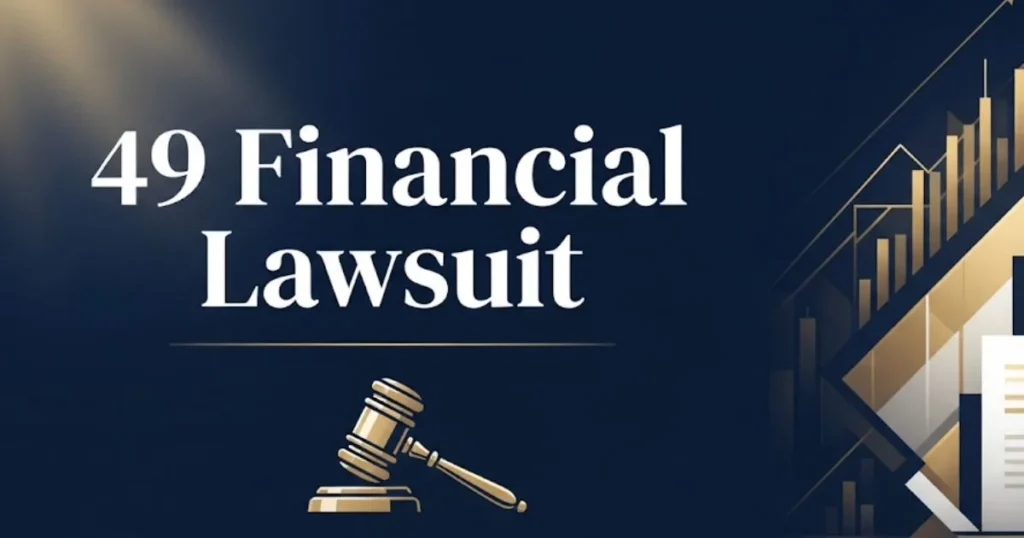 49 financial lawsuit hero banner with gavel icon and legal themed design for 2026