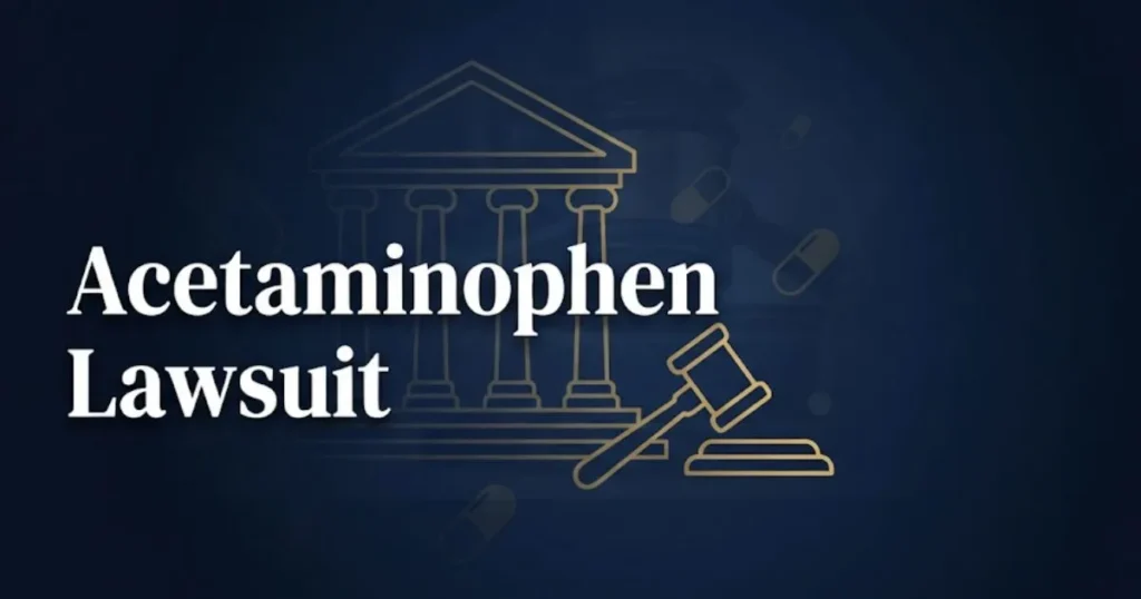 Acetaminophen lawsuit 2026 hero banner with gavel and legal theme