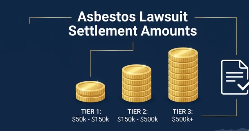 Asbestos lawsuit settlement amounts infographic for Santa Barbara claims in 2026