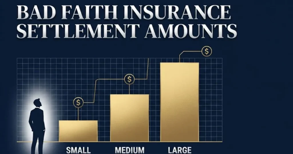 Bad faith insurance settlement amounts chart showing recovery ranges for policyholders in 2026