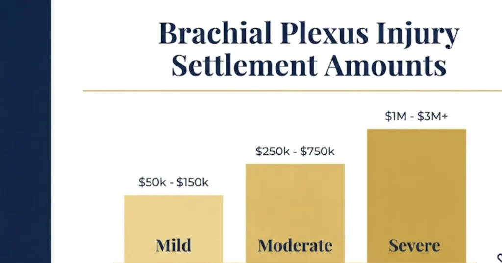 Brachial plexus injury settlement amounts comparison chart with severity tiers