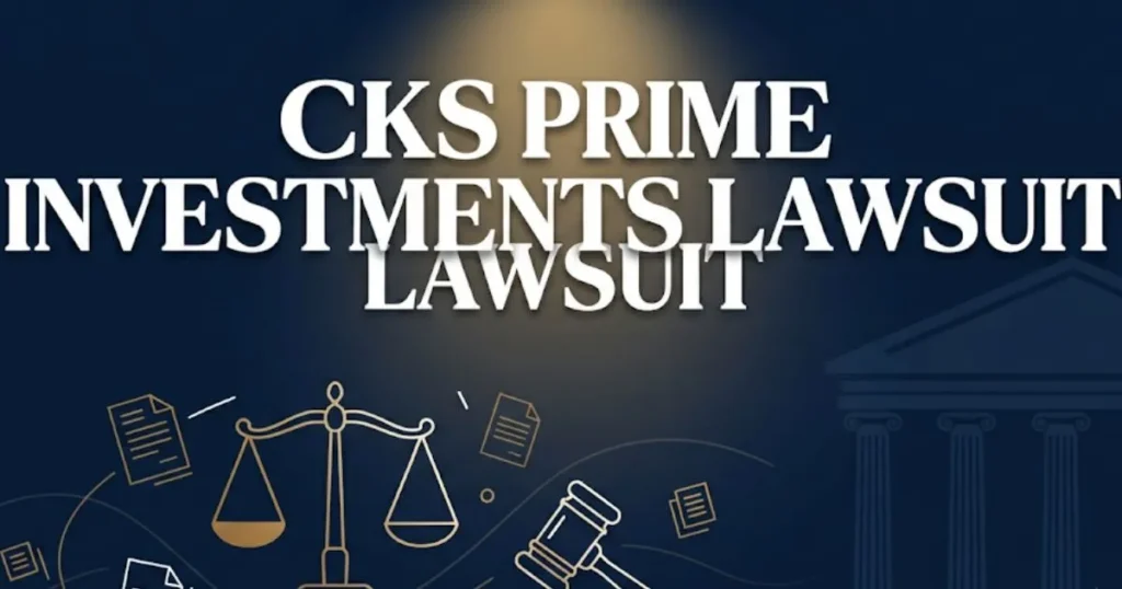 CKS Prime Investments lawsuit hero banner with legal scales and courthouse imagery