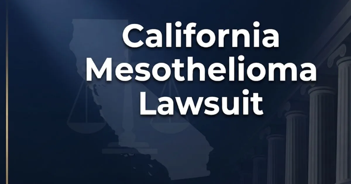 California mesothelioma lawsuit 2026 guide hero banner with legal scales and state outline