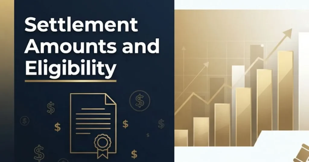 Cerebral palsy lawsuit settlement amounts and eligibility infographic with chart and gavel