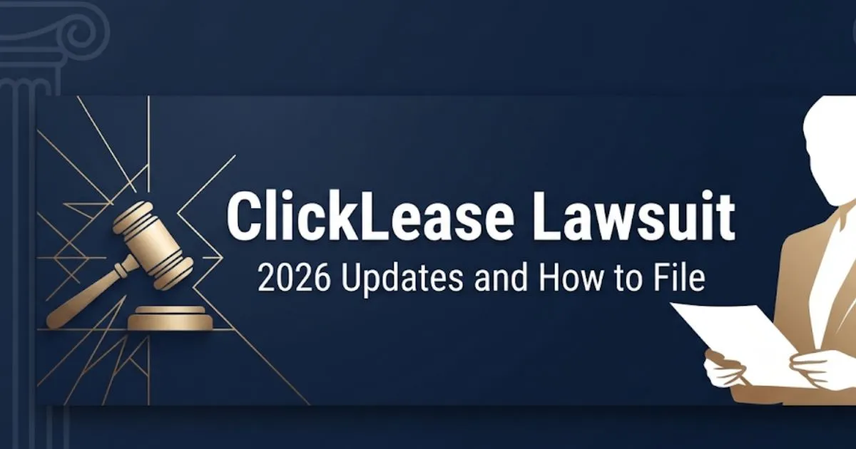 ClickLease lawsuit 2026 legal banner with gavel icon and navy gold design MAIN KEYWORD {{clicklease lawsuit}} CLUSTER KEYWORDS {{paste cluster keywords, separated by or one per line}} MAKE