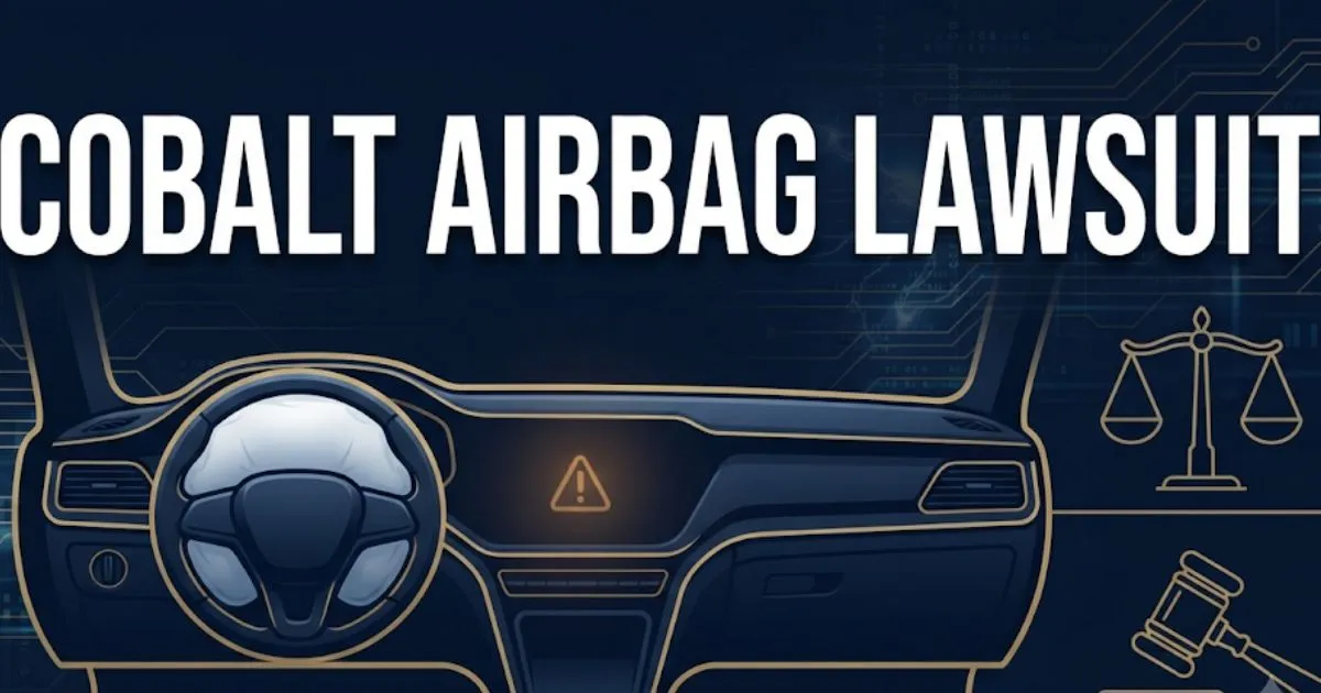 Cobalt airbag lawsuit hero banner showing undeployed airbag dashboard and legal symbols