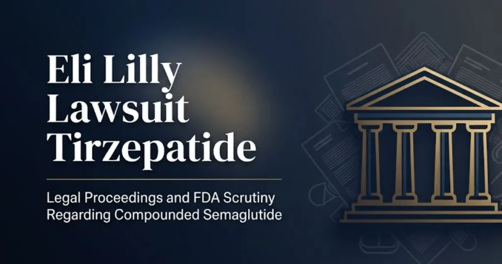 Eli lilly lawsuit tirzepatide 2026 legal guide hero banner with courthouse silhouette
