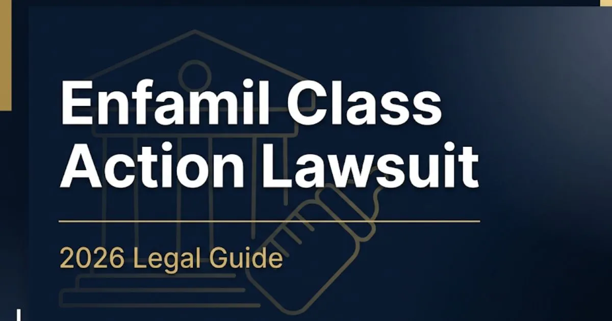 Enfamil class action lawsuit 2026 legal guide banner with courthouse silhouette and gold accents on navy background