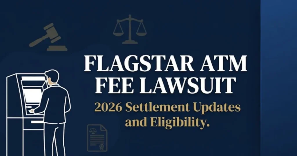 Flagstar ATM fee lawsuit 2026 hero banner with ATM silhouette and legal icons