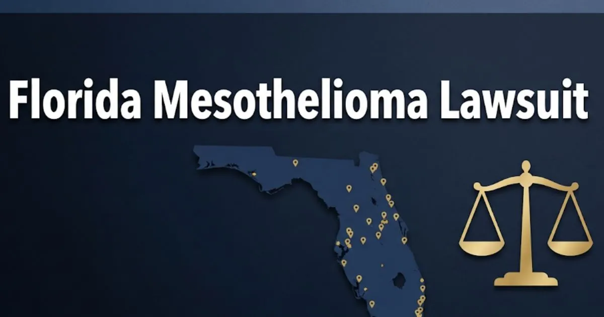 Florida mesothelioma lawsuit 2026 guide with state map and legal scale graphic