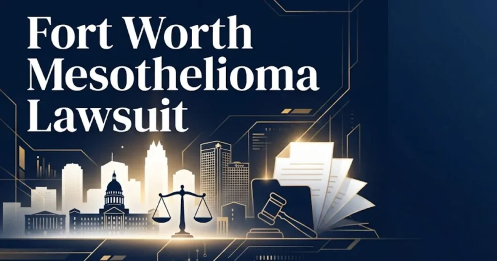 Fort Worth mesothelioma lawsuit 2026 guide hero banner with legal symbols and city skyline