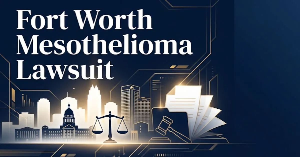 Fort Worth mesothelioma lawsuit 2026 guide hero banner with legal symbols and city skyline