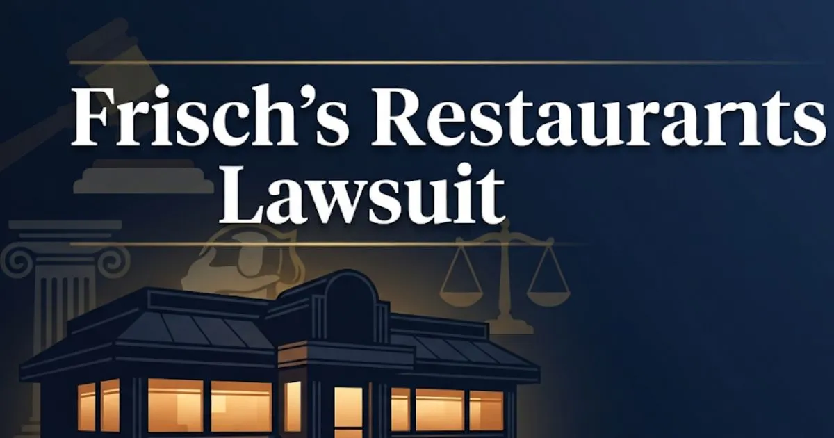 Frisch's Restaurants Lawsuit hero banner with legal symbols and diner silhouette