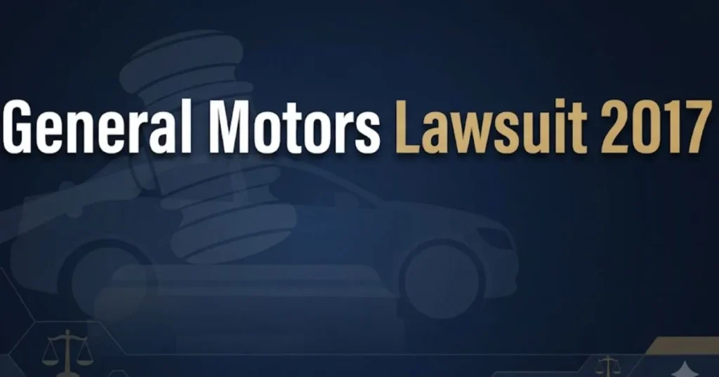 General motors lawsuit 2017 hero banner with gavel and car silhouette on navy background