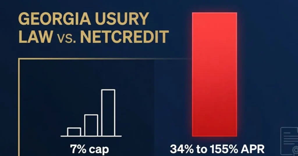 Georgia usury law versus NetCredit APR comparison chart for lawsuit article