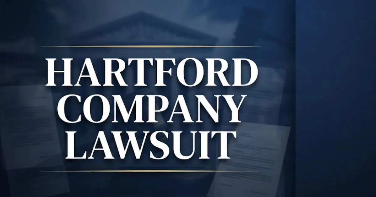 Hartford company lawsuit 2026 hero banner with legal courthouse and gavel design