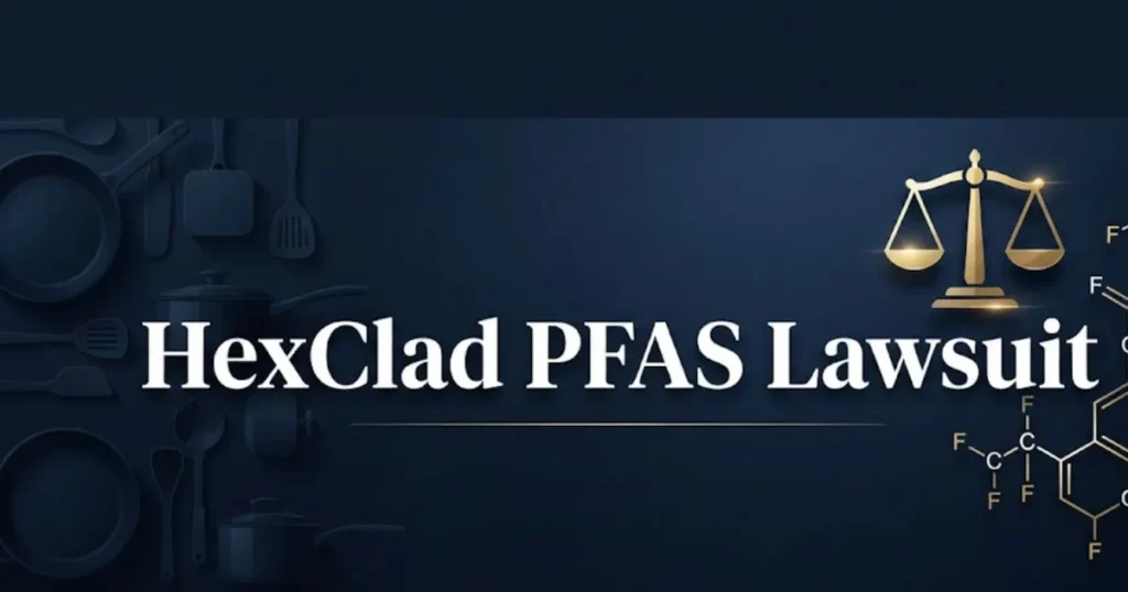 HexClad PFAS lawsuit 2026 legal blog banner with cookware and legal symbols
