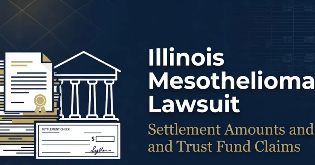 Illinois mesothelioma lawsuit settlement amounts and trust fund claims infographic