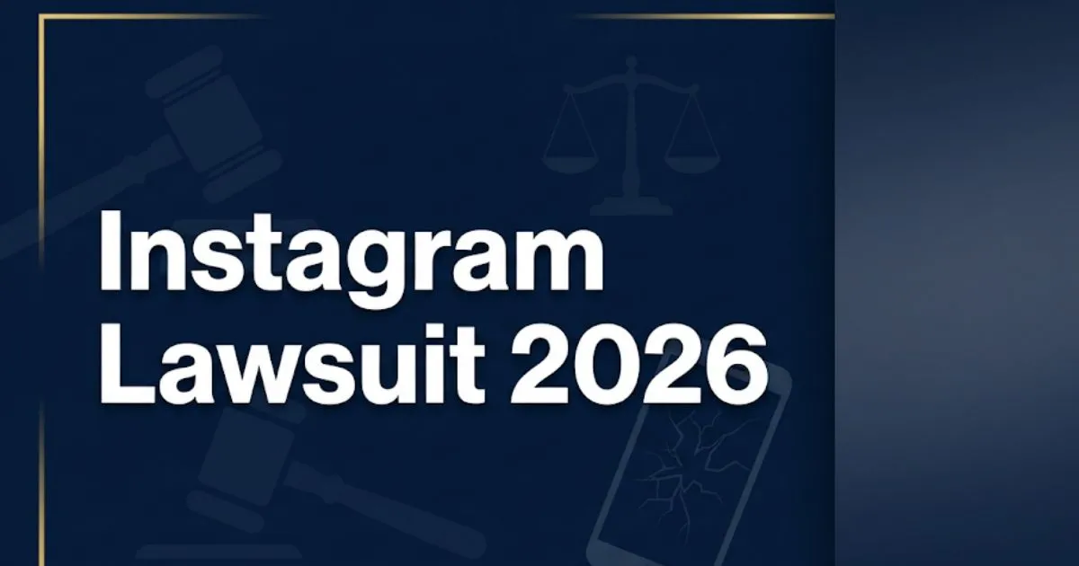 Instagram lawsuit 2026 blog banner with legal symbols and bold headline text