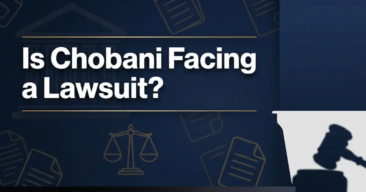Is Chobani facing a lawsuit hero banner with legal symbols and yogurt imagery