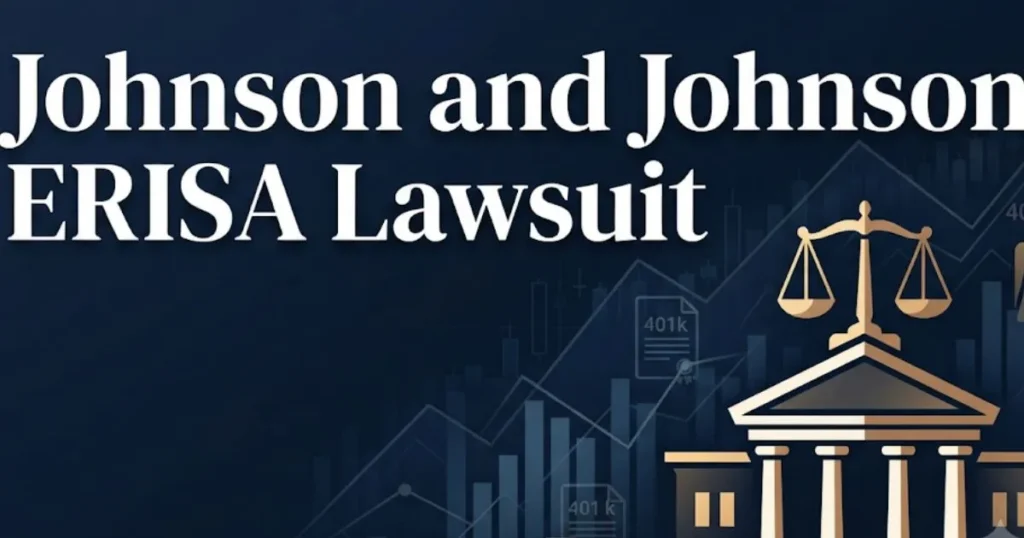 Johnson and Johnson ERISA lawsuit hero banner with courthouse and retirement plan icons