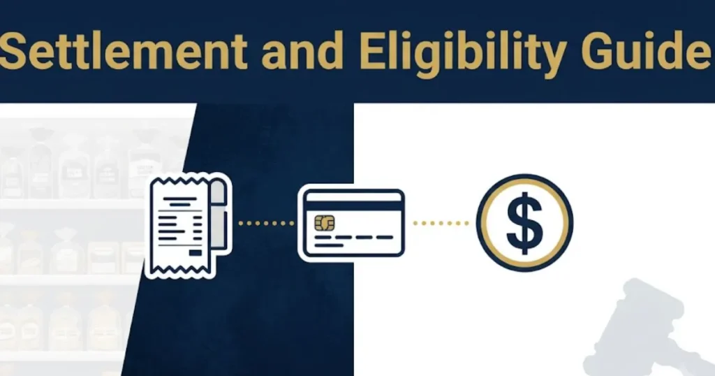 Kroger bread crumb lawsuit settlement eligibility infographic with claims process icons Lawfold.com INPUT MAIN KEYWORD {{kroger bread crumb lawsuit}} CLUSTER KEYWORDS {{paste cluster keywords