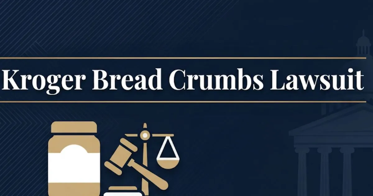Kroger breaKroger bread crumbs lawsuit 2026 hero banner with gavel and product silhouette on navy backgroundd crumbs lawsuit 2026 hero banner with gavel and product silhouette on navy background