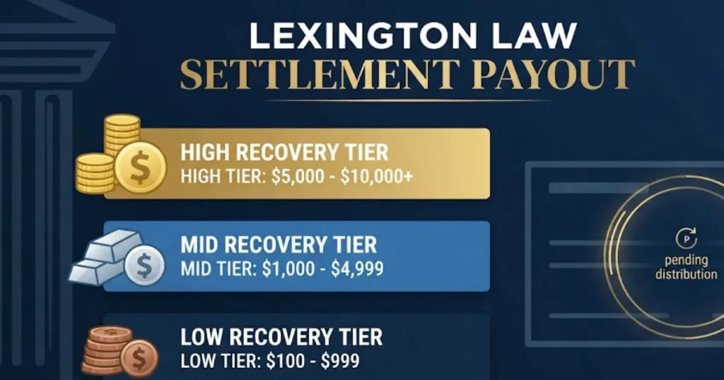 _Lexington law settlement payout chart showing estimated refund amounts per person