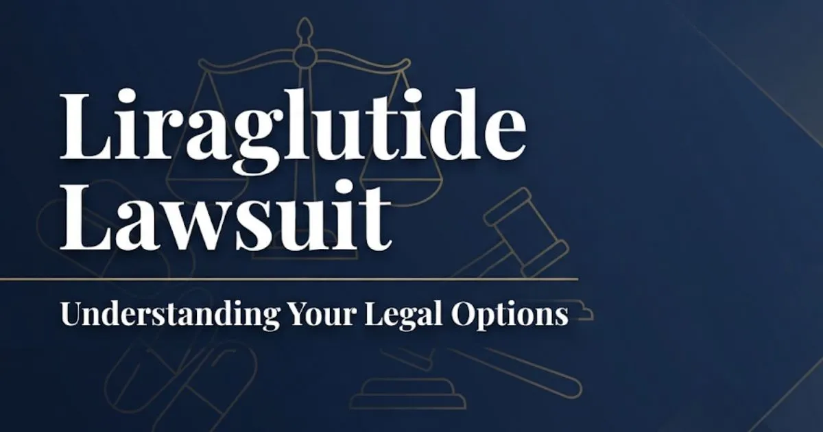 Liraglutide lawsuit 2026 hero banner with legal scales and pharmaceutical imagery